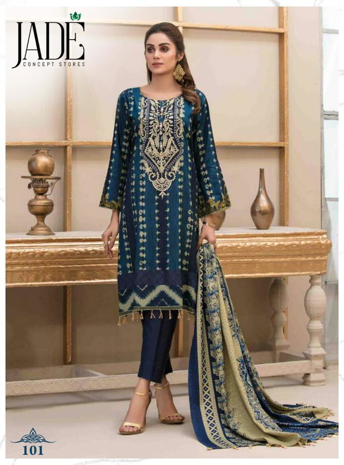 Jade Alfina Wholesale Pakistani Cotton Dress Mateial Catalog
